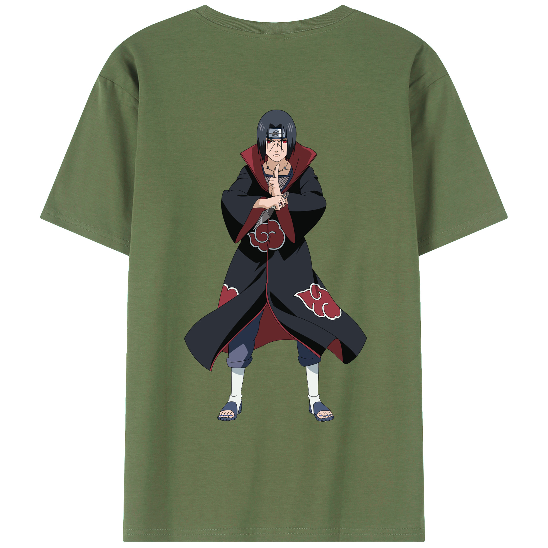 （画像用） NARUTO -ナルト- うちは イタチ Uchiha Itachi 綿100％ メンズ半袖Tシャツ（バックプリント） 通気性
